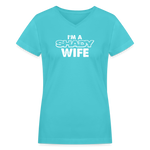 Southern Shade - Shady Wife Women's V-Neck T-Shirt - aqua