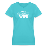 Southern Shade - Shady Wife Women's V-Neck T-Shirt - aqua