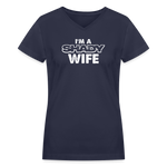 Southern Shade - Shady Wife Women's V-Neck T-Shirt - navy