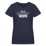 Southern Shade - Shady Wife Women's V-Neck T-Shirt - navy