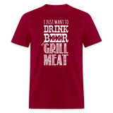 Drink Beer & Grill Meat - dark red