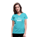 Southern Shade - Shady Wife Women's V-Neck T-Shirt - aqua