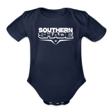 Southern Shade - Organic Short Sleeve Baby Bodysuit - dark navy